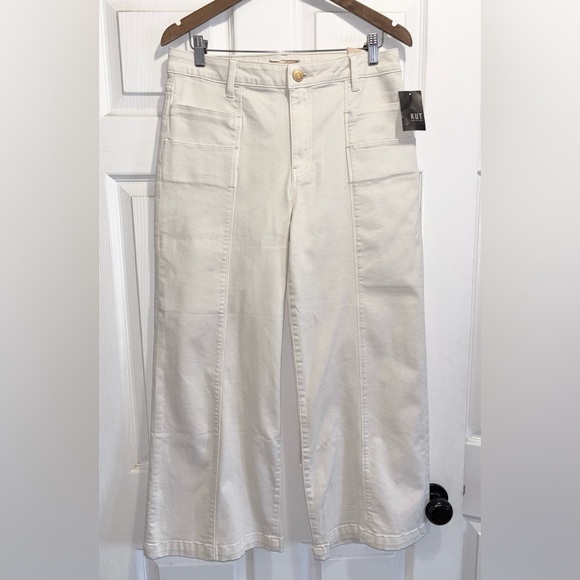 NWT Kut From the Kloth Meg High Rise Wide Leg Pants Jeans Ecru Cream Size 10 NEW - Picture 7 of 14